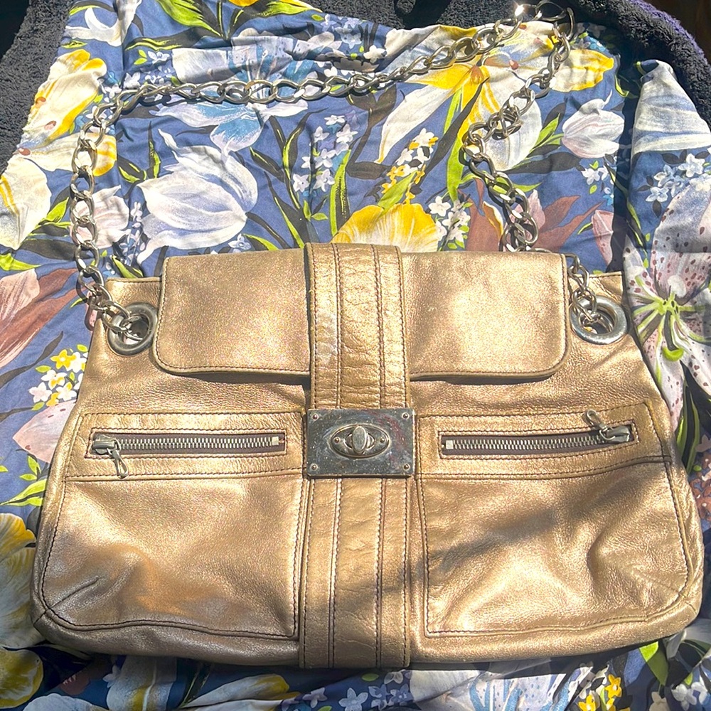 Lanvin Gilver Foiled Suede Purse